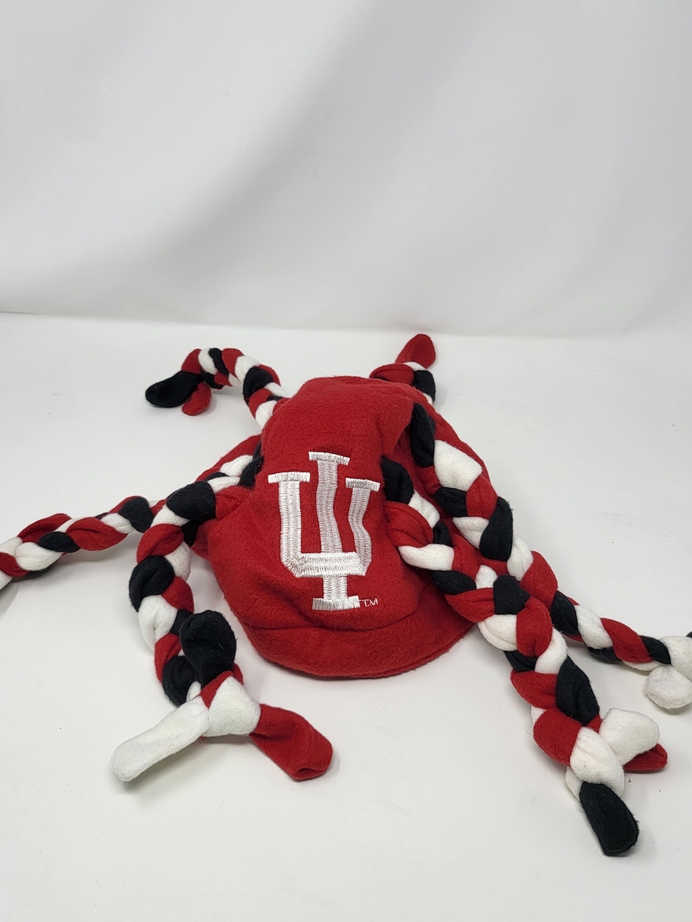 Indiana Hoosiers Red Fleece Hat with Braided Tassels